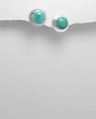 Aretes Push Back de Plata Ley 925 y Piedras Naturales Turquesas - 925 Sterling Silver and Turquoise Natural Stones Push Back Earrings - ID: 171063134 Bellash