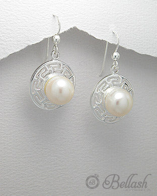 Aretes Colgantes Artesanales de Plata Ley 925 y Perlas de Agua Dulce - 925 Sterling Silver and Freshwater Pearls Handmade Dangle Earrings - ID: 25382323 Bellash