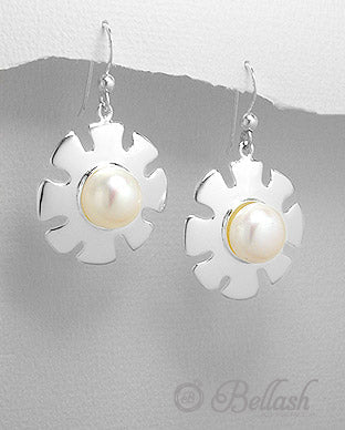 Aretes Colgantes Artesanales de Plata Ley 925 y Perlas de Agua Dulce - 925 Sterling Silver and Freshwater Pearls Handmade Dangle Earrings - ID: 25382343 Bellash