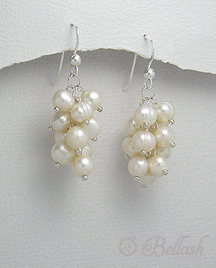 Aretes Colgantes Artesanales de Perlas de Agua Dulce y Plata Ley 925 - Freshwater Pearls and 925 Sterling Silver Handmade Dangle Earrings - ID: 2538237 Bellash