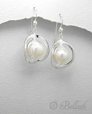 Aretes Colgantes Artesanales de Plata Ley 925 y Perlas de Agua Dulce - 925 Sterling Silver and Freshwater Pearls Handmade Dangle Earrings - ID: 25382430 Bellash