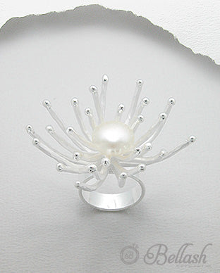 Anillo Artesanal de Plata Ley 925 y Perla de Agua Dulce - 925 Sterling Silver and Freshwater Pearl Handmade Ring - ID: 25382437 Bellash
