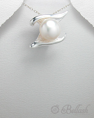 Dije Artesanal de Plata Ley 925 y Perla de Agua Dulce - 925 Sterling Silver and Freshwater Pearl Handmade Pendant - ID: 25382440 Bellash