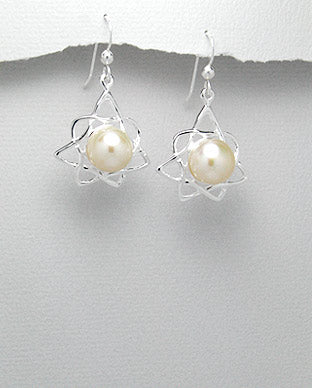 Aretes Colgantes Artesanales de Plata Ley 925 y Perlas de Agua Dulce - 925 Sterling Silver and Freshwater Pearls Handmade Dangle Earrings - ID: 25382618 Bellash