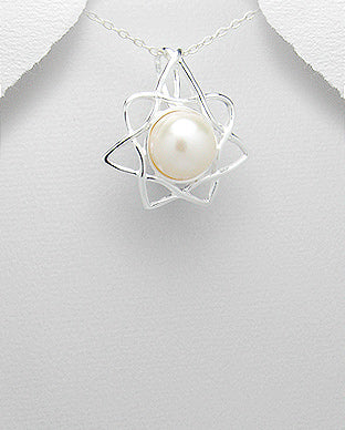Dije Artesanal de Plata Ley 925 y Perla de Agua Dulce - 925 Sterling Silver and Freshwater Pearl Handmade Pendant - ID: 25382619 Bellash