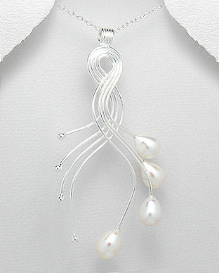 Dije Artesanal de Plata Ley 925 y Perlas de Agua Dulce - 925 Sterling Silver and Freshwater Pearls Handmade Pendant - ID: 25382623 Bellash