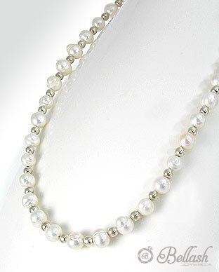 Collar Artesanal, 18" L de Perlas de Agua Dulce y Plata Ley 925 - Freshwater Pearls and 925 Sterling Silver Handmade Necklace, 18" L - ID: 2538311 Bellash