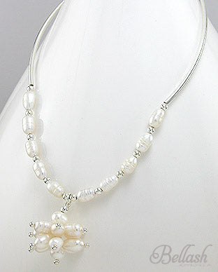 Collar Artesanal, 16" L de Perlas de Agua Dulce y Plata Ley 925 - Freshwater Pearls and 925 Sterling Silver Handmade Beaded Necklace, 16" L - ID: 253838 Bellash