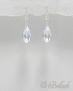 Aretes Colgantes de Cristal y Plata Ley 925 - Crystal and 925 Sterling Silver Dangle Earrings - ID: 4171335 Bellash